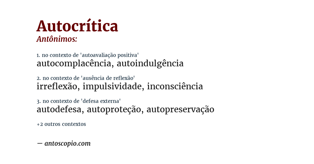 Antônimo de autocrítica