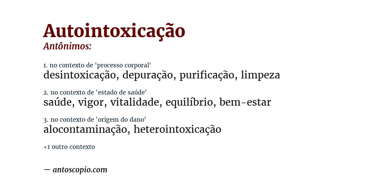 Antônimo de autointoxicação