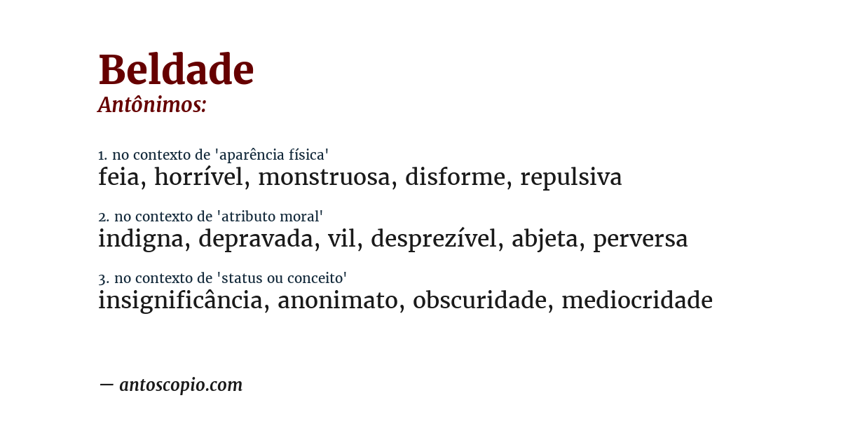 Antônimo de beldade