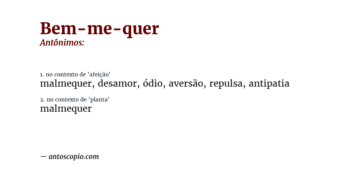 Antônimo de bem-me-quer