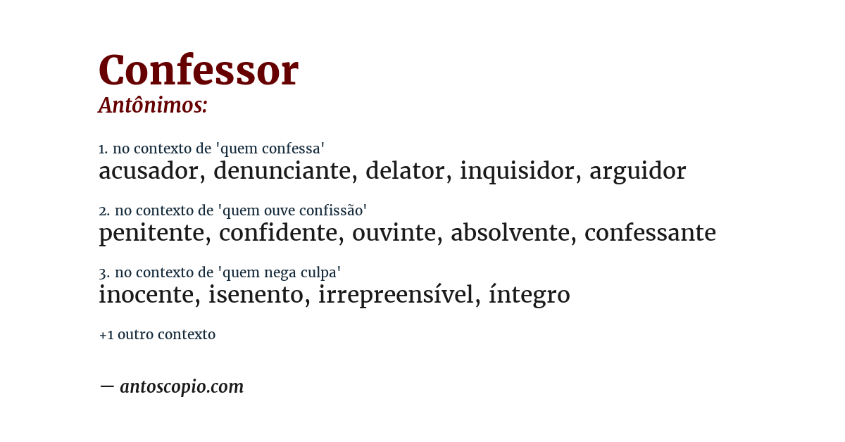 Antônimo de confessor