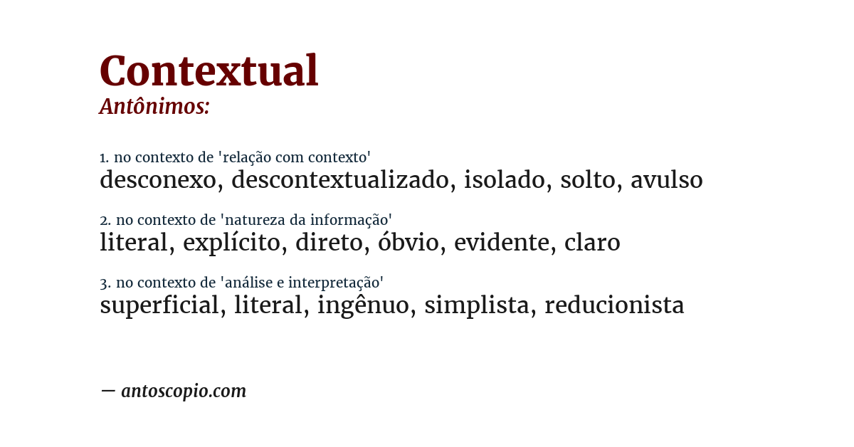 Antônimo de contextual