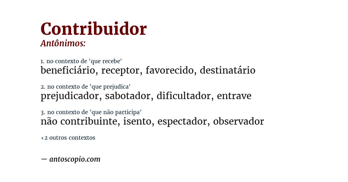 Antônimo de contribuidor