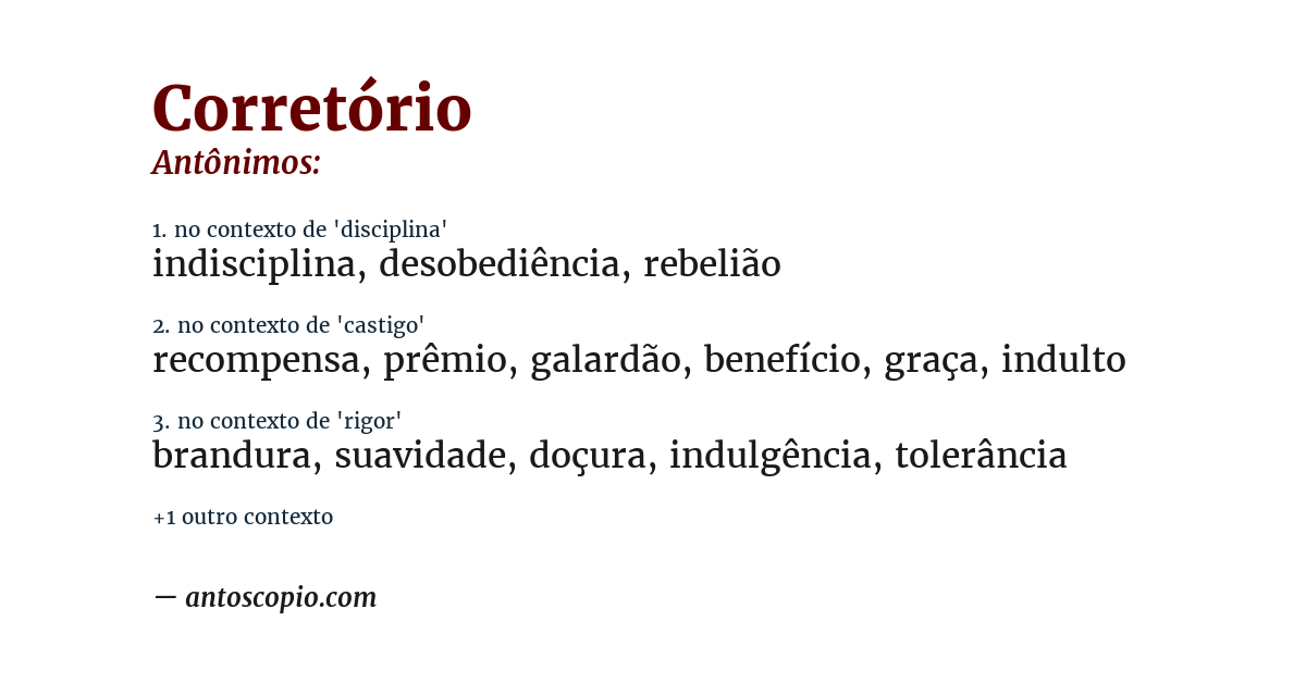 Antônimo de corretório