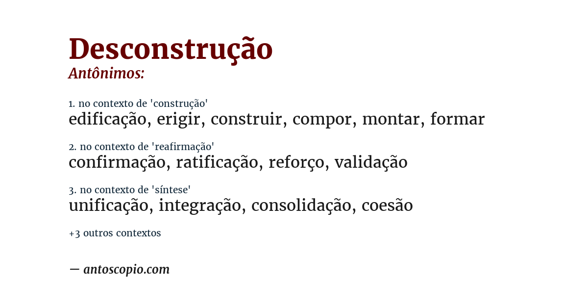 Antônimo de desconstrução