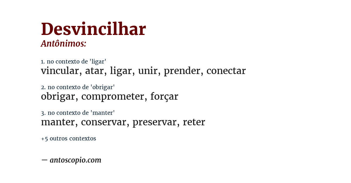Antônimo de desvincilhar