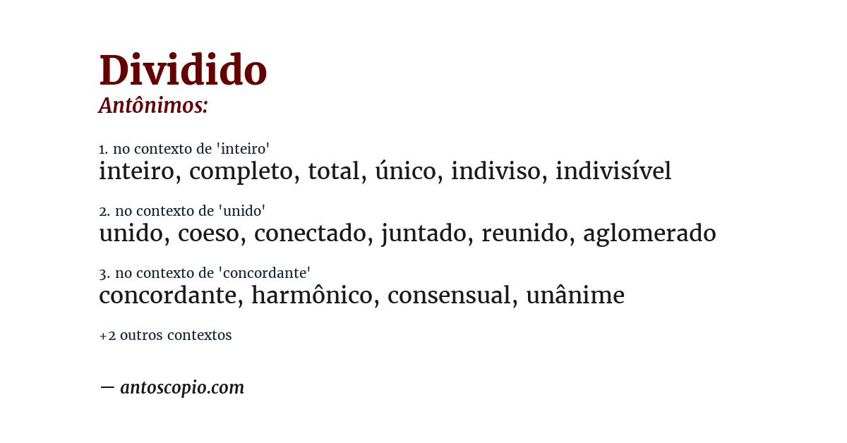 Antônimo de dividido