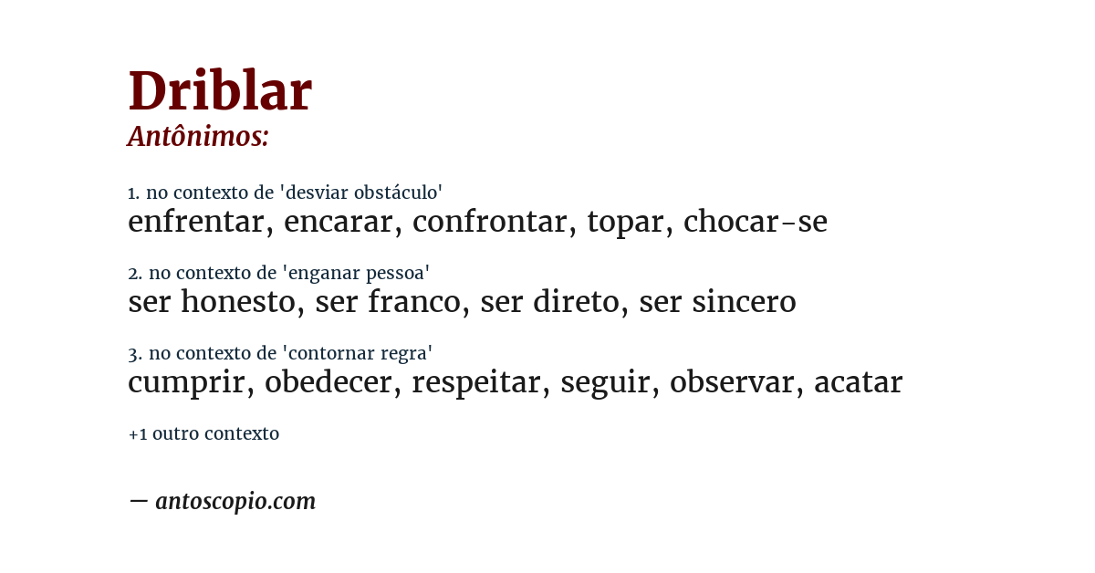 Antônimo de driblar