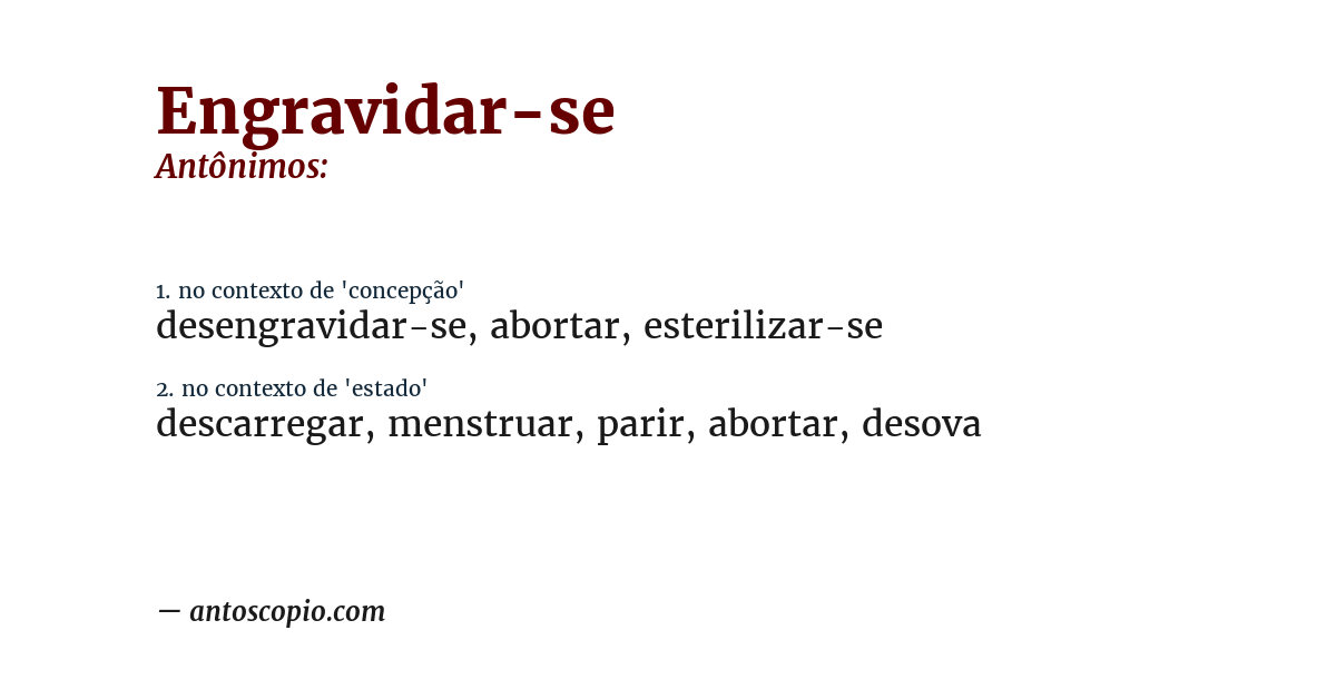Antônimo de engravidar-se