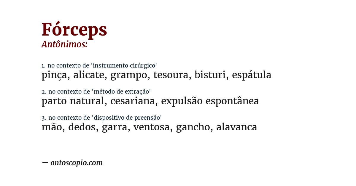 Antônimo de fórceps