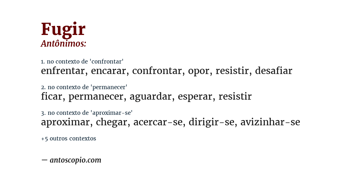 Antônimo de fugir