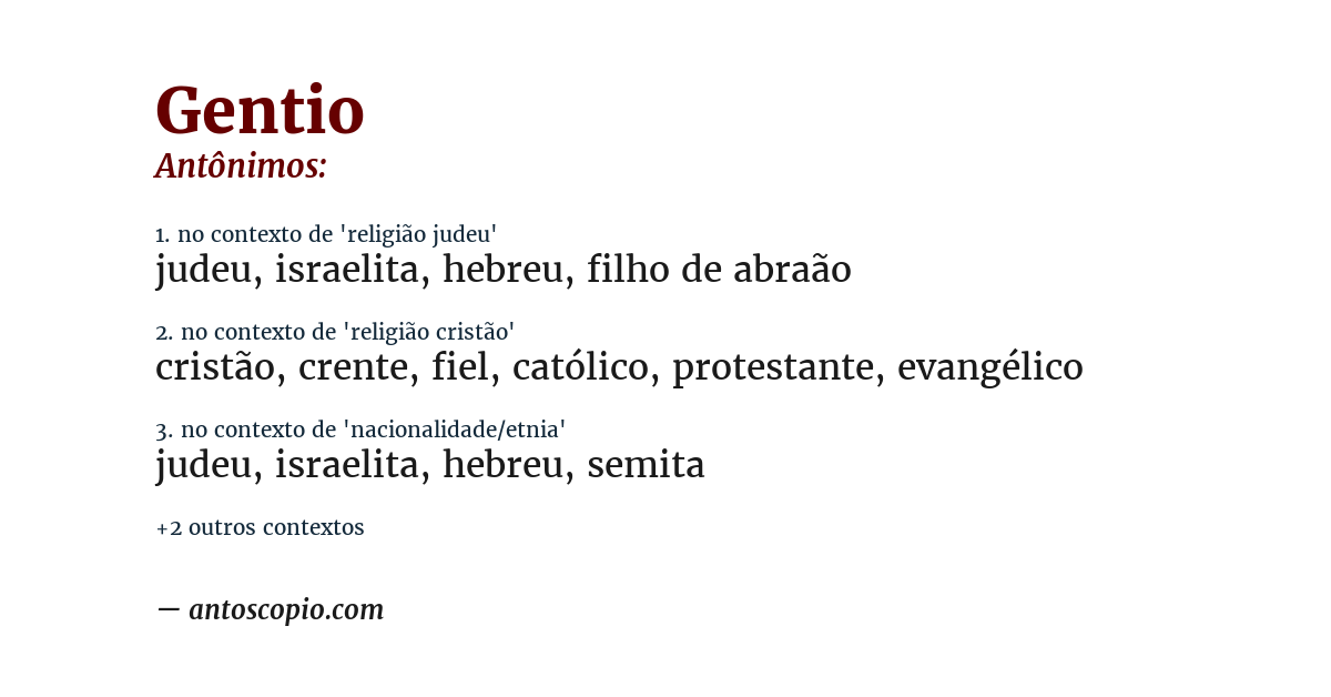 Antônimo de gentio