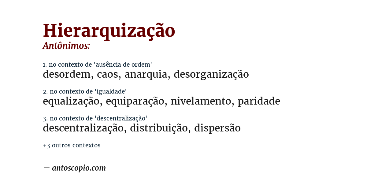 Antônimo de hierarquização