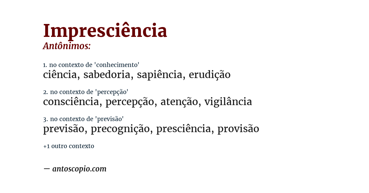 Antônimo de impresciência