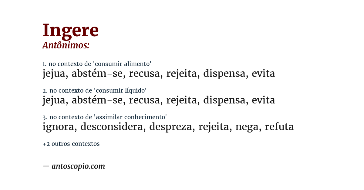 Antônimo de ingere
