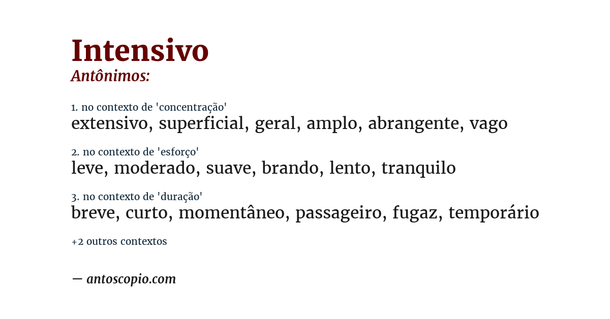 Antônimo de intensivo