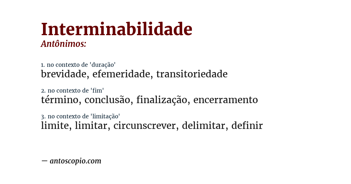 Antônimo de interminabilidade