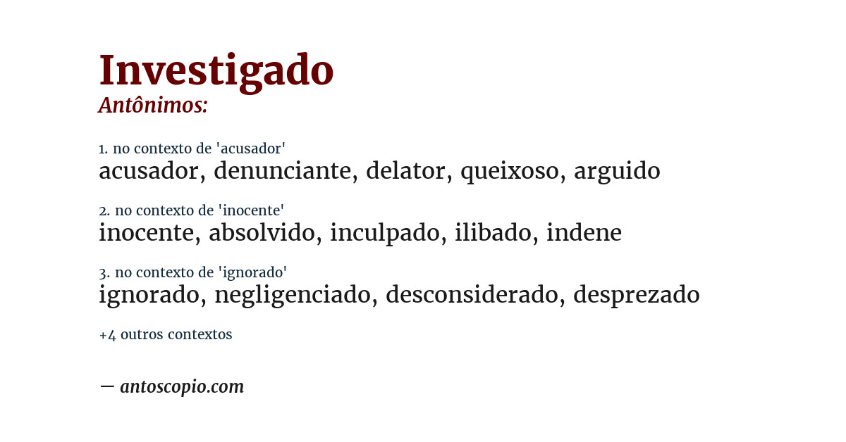 Antônimo de investigado