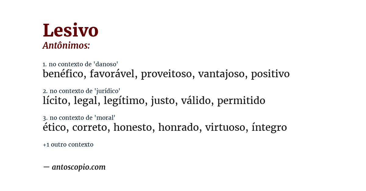 Antônimo de lesivo