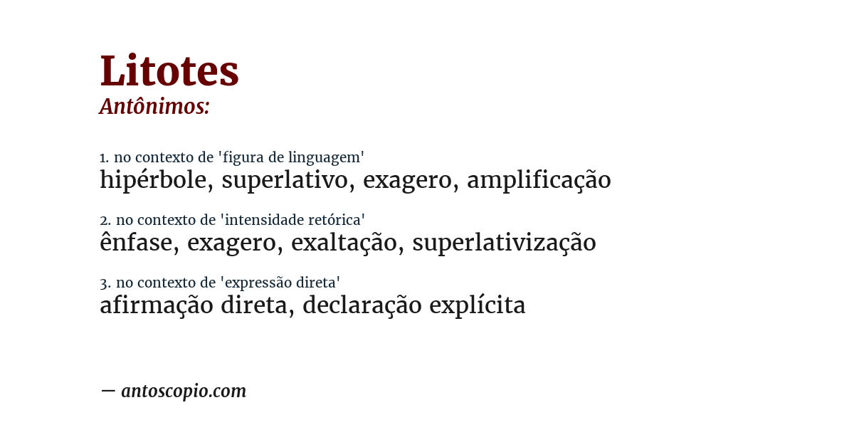Antônimo de litotes