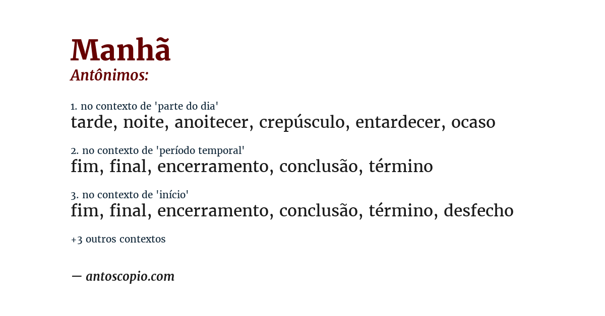 Antônimo de manhã