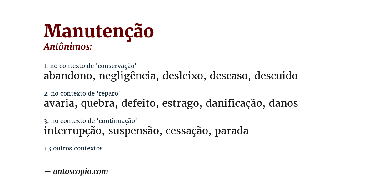 Antônimo de manutenção