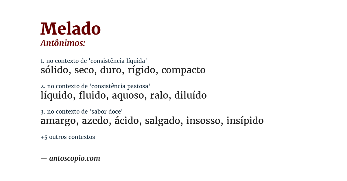 Antônimo de melado