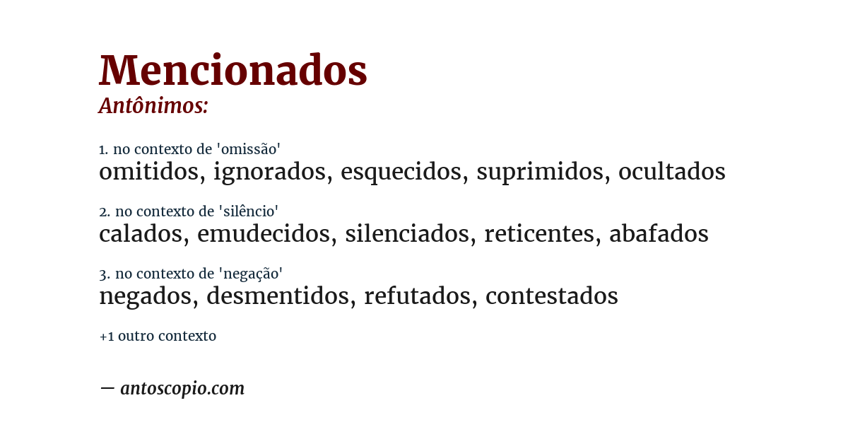 Antônimo de mencionados