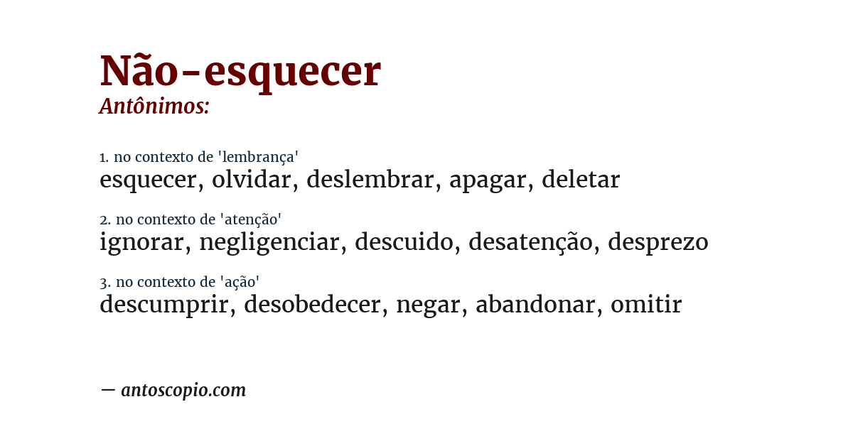 Antônimo de não-esquecer