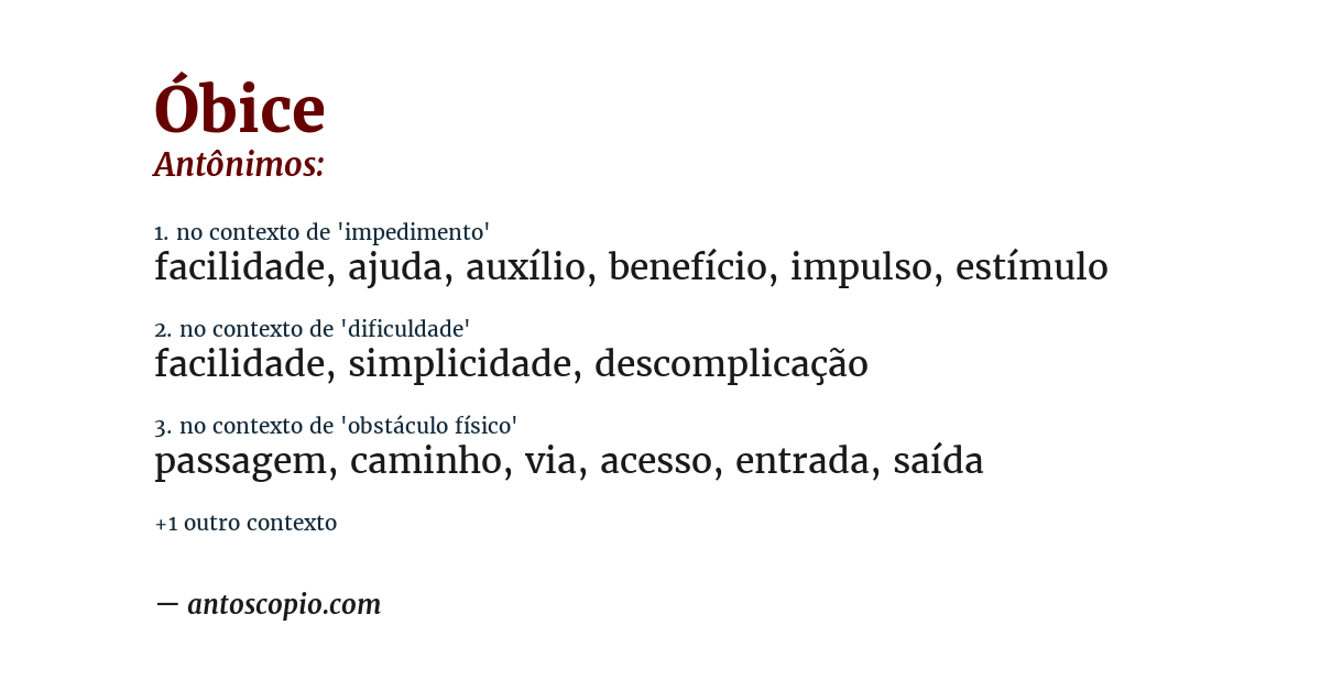 Antônimo de óbice