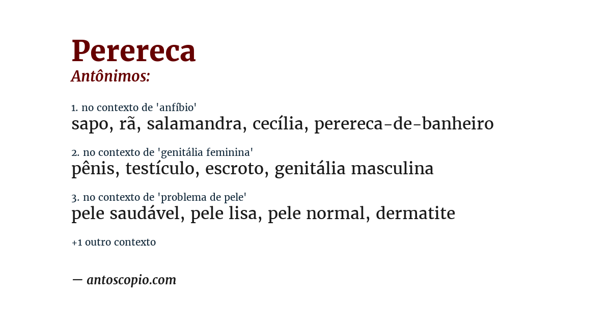 Antônimo de perereca