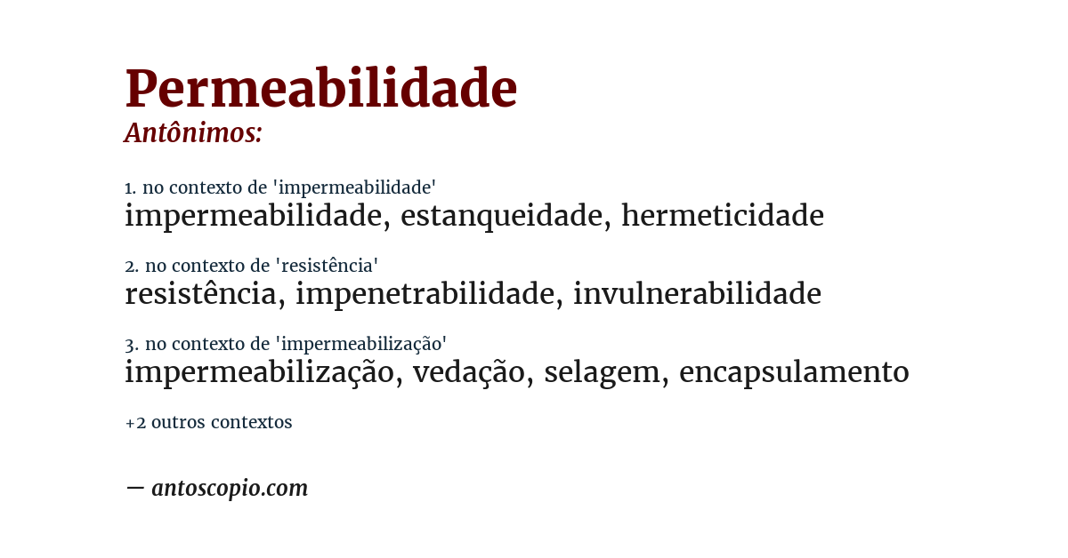 Antônimo de permeabilidade