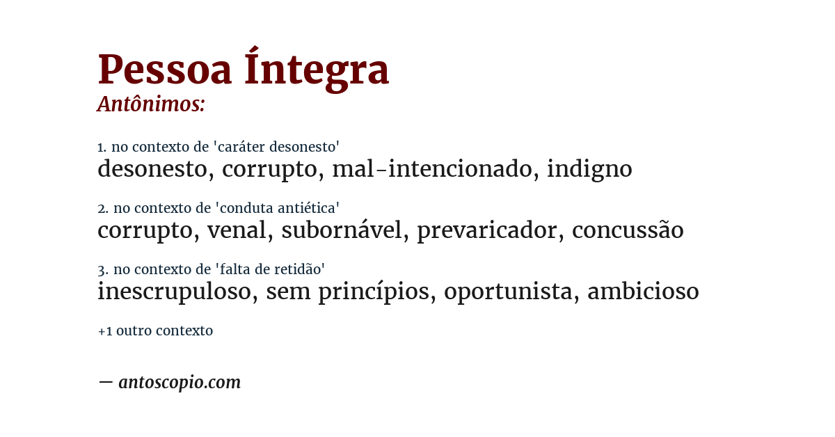 Antônimo de pessoa íntegra