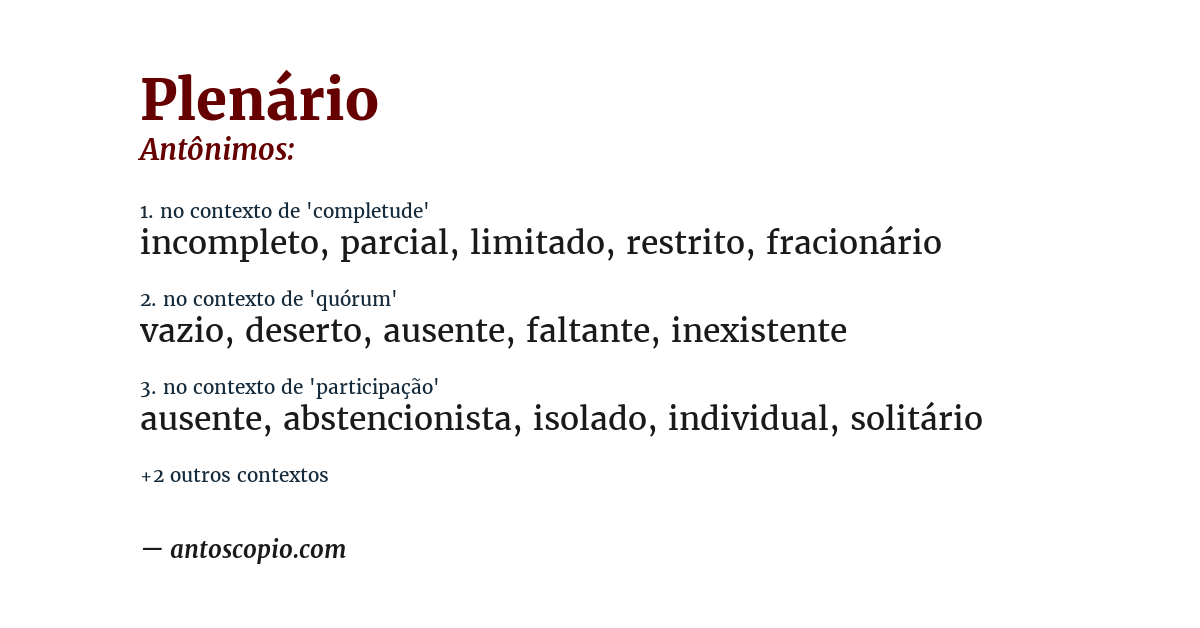 Antônimo de plenário