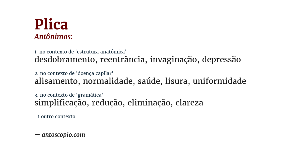 Antônimo de plica