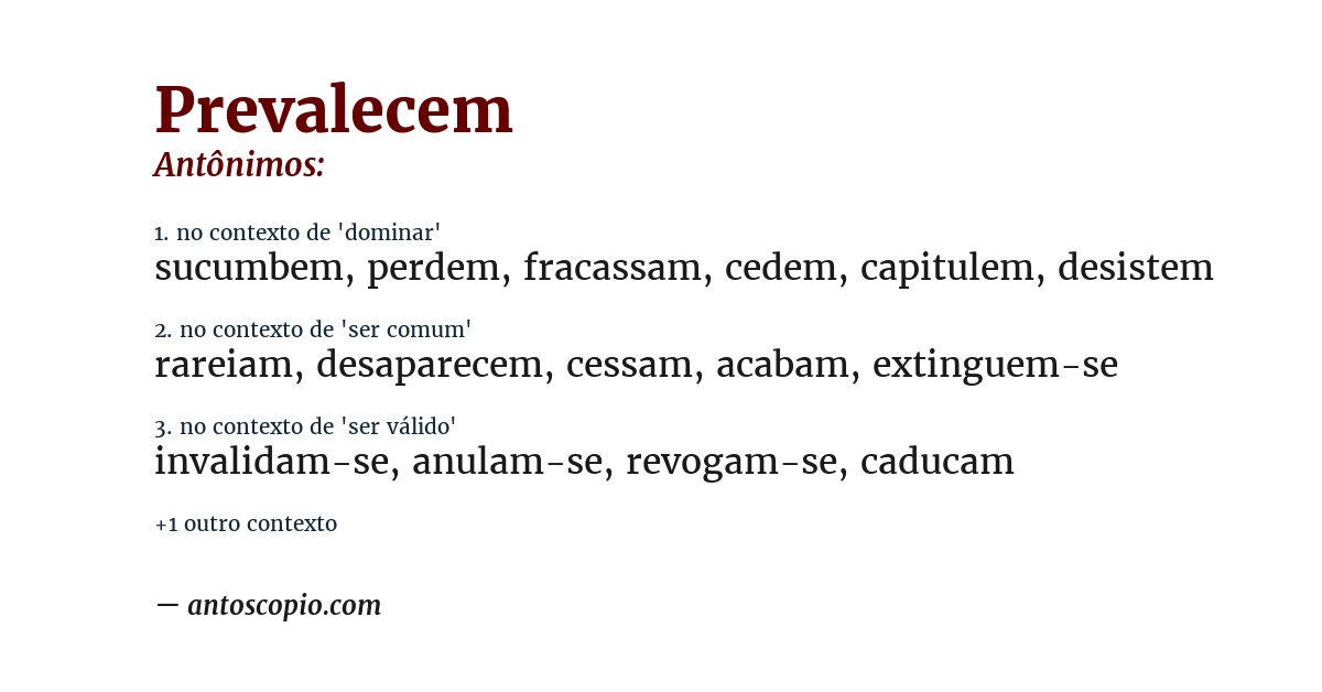 Antônimo de prevalecem