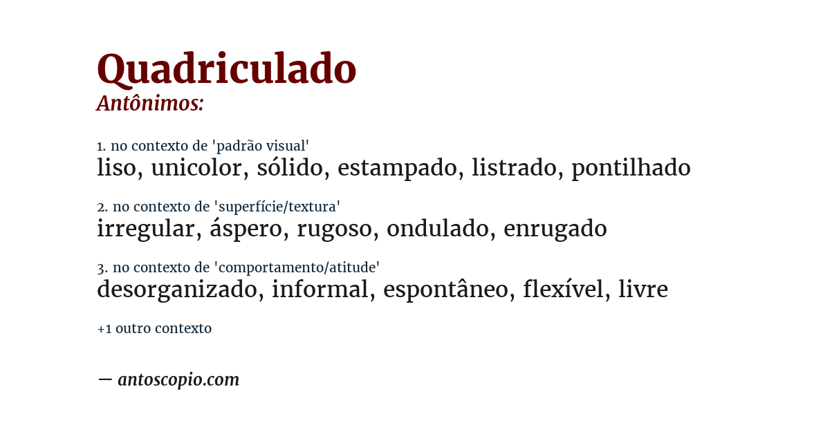 Antônimo de quadriculado