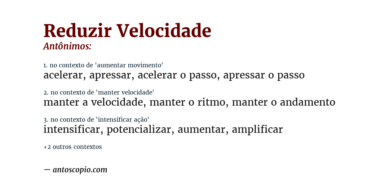 Antônimo de reduzir velocidade
