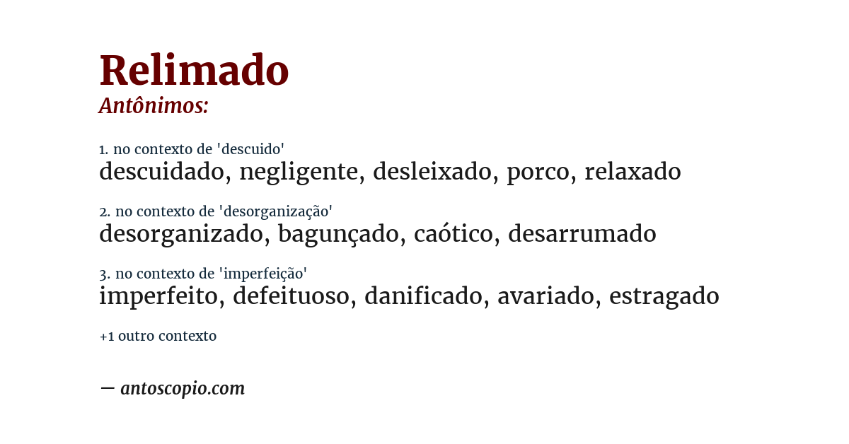 Antônimo de relimado