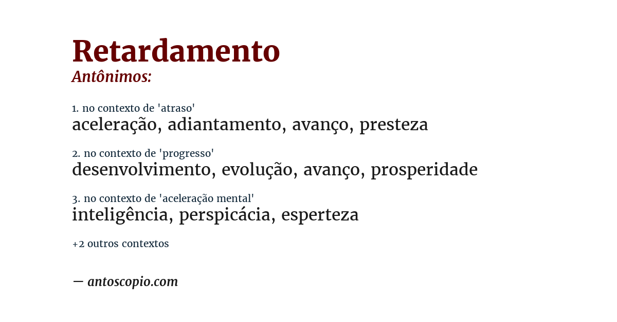 Antônimo de retardamento