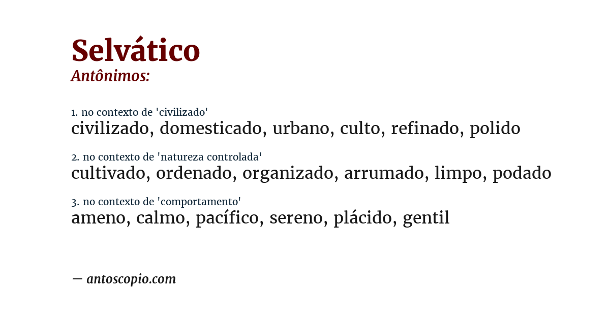 Antônimo de selvático