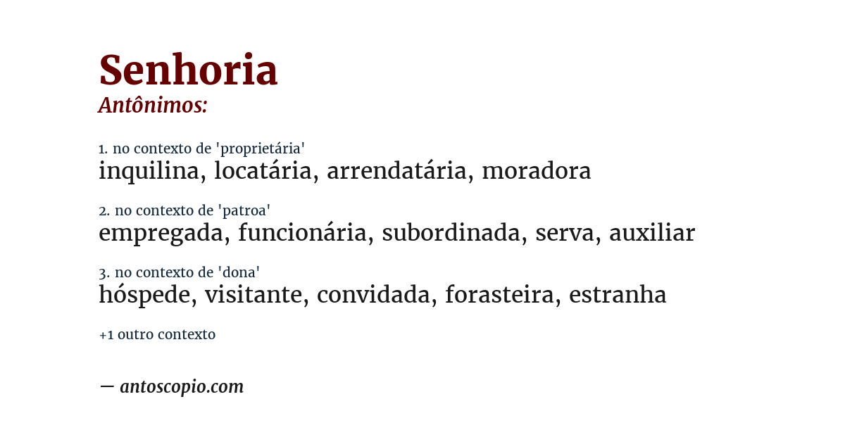 Antônimo de senhoria