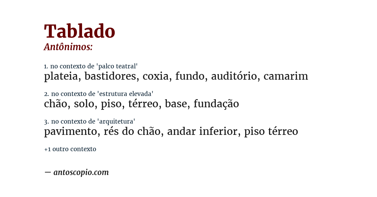 Antônimo de tablado