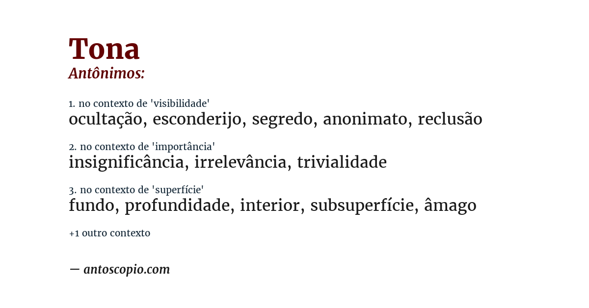 Antônimo de tona
