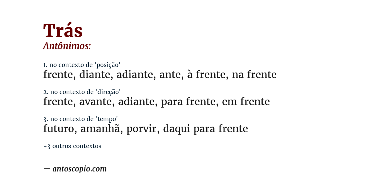 Antônimo de trás