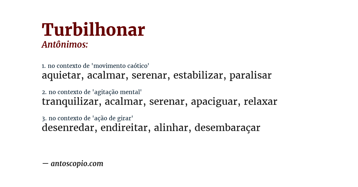 Antônimo de turbilhonar