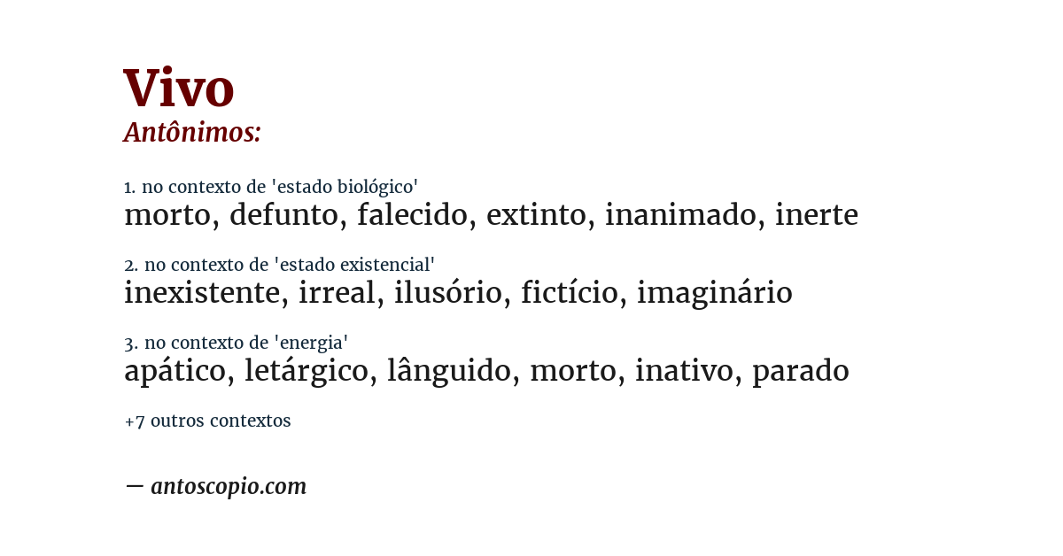 Antônimo de vivo