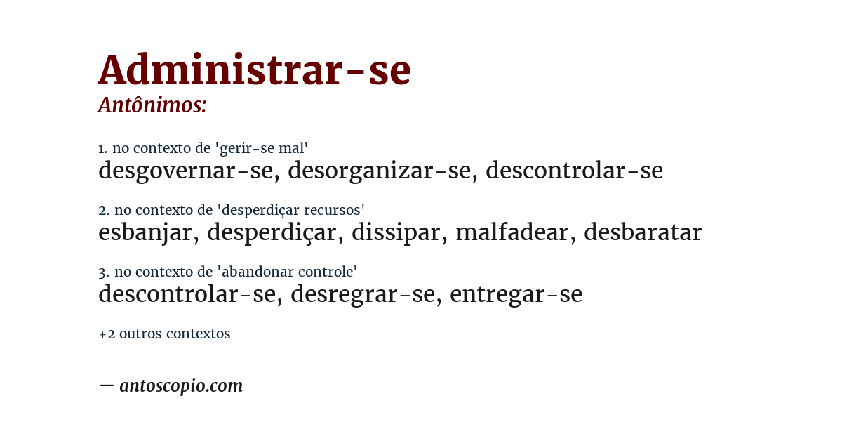 Antônimo de administrar-se