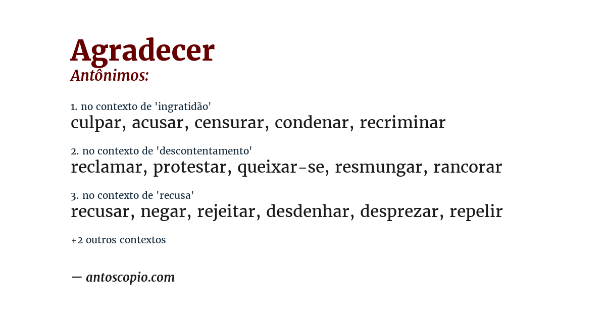 Antônimo de agradecer