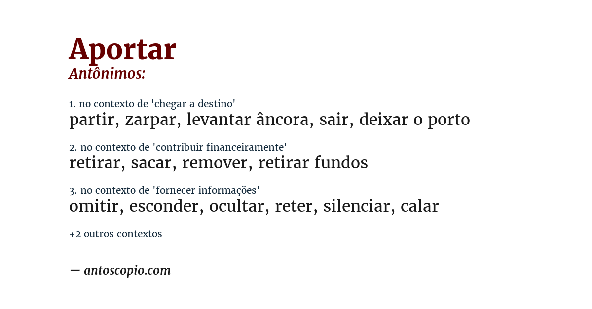 Antônimo de aportar